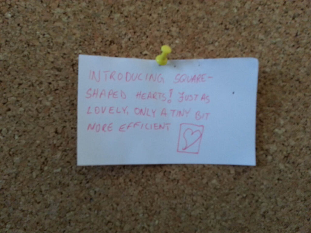 "Vi introduserer rektangelhjarte! Like søte, og endå meir effektive!"